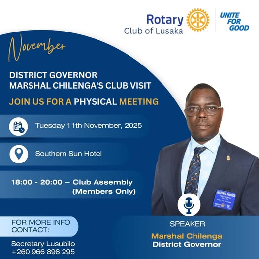 RCL Hosting the District Governor - Mr Marshall Chilenga